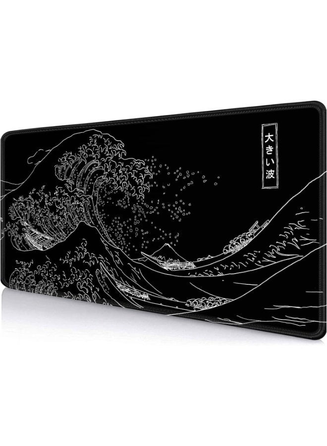Black Sea Wave Mouse Pad - Extended Size 80 x 30 CM - Image 1